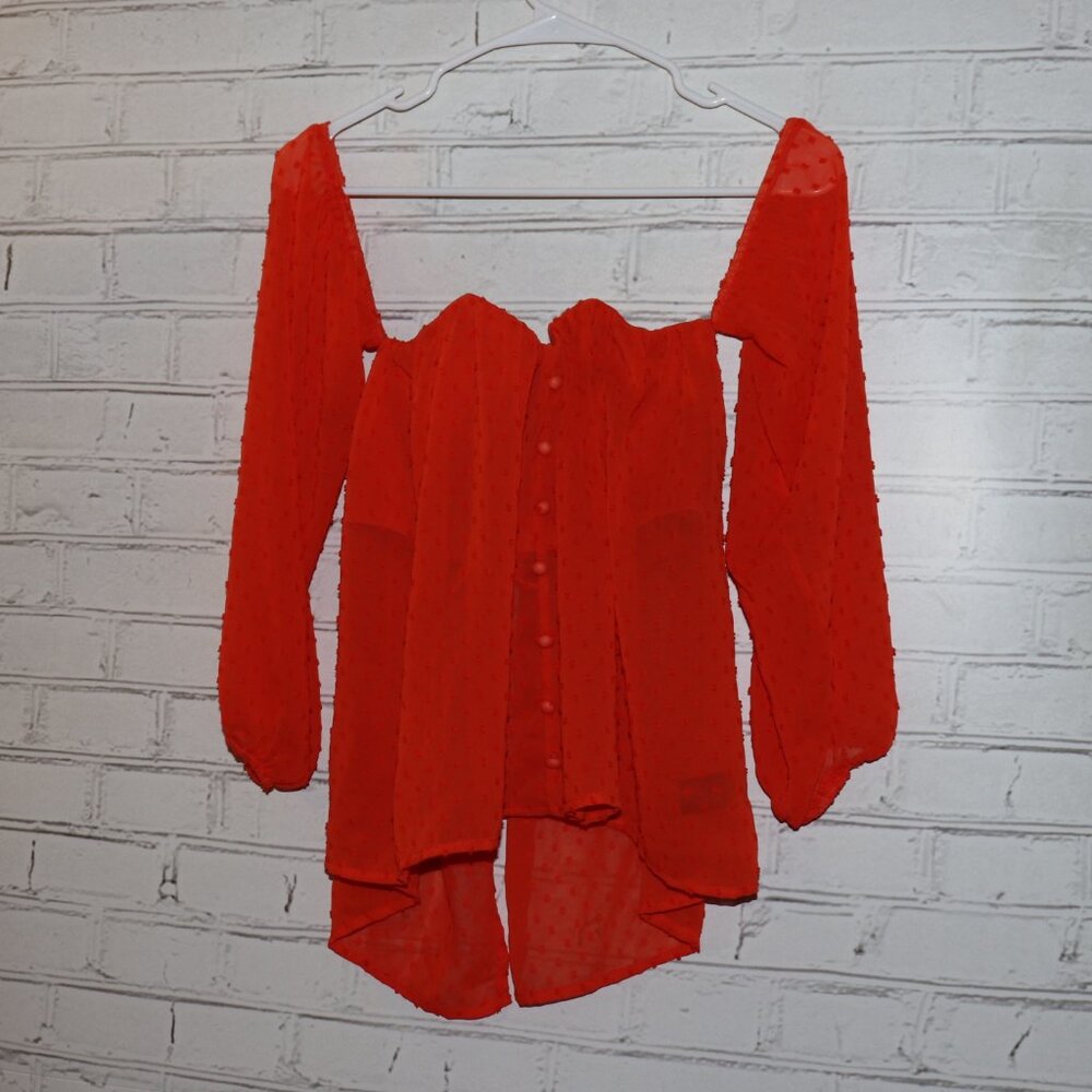 🔥 Shinestar Off‑Shoulder Corset Top · Women’s Small · Orange
